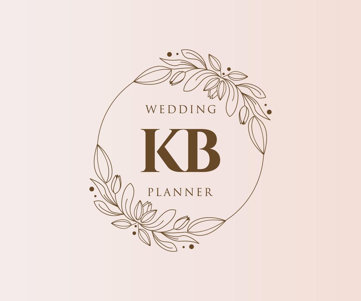 kb initialen brief hochzeitsmonogramm logos sammlung, handgezeichnete moderne minimalistische und florale vorlagen für einladungskarten, save the date, elegante identität für restaurant, boutique, café im vektor