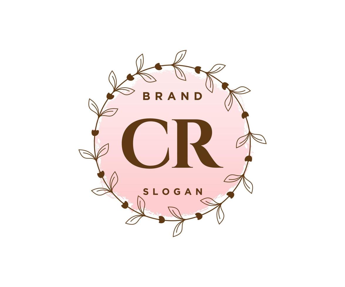 första cr feminin logotyp. användbar för natur, salong, spa, kosmetisk och skönhet logotyper. platt vektor logotyp design mall element.