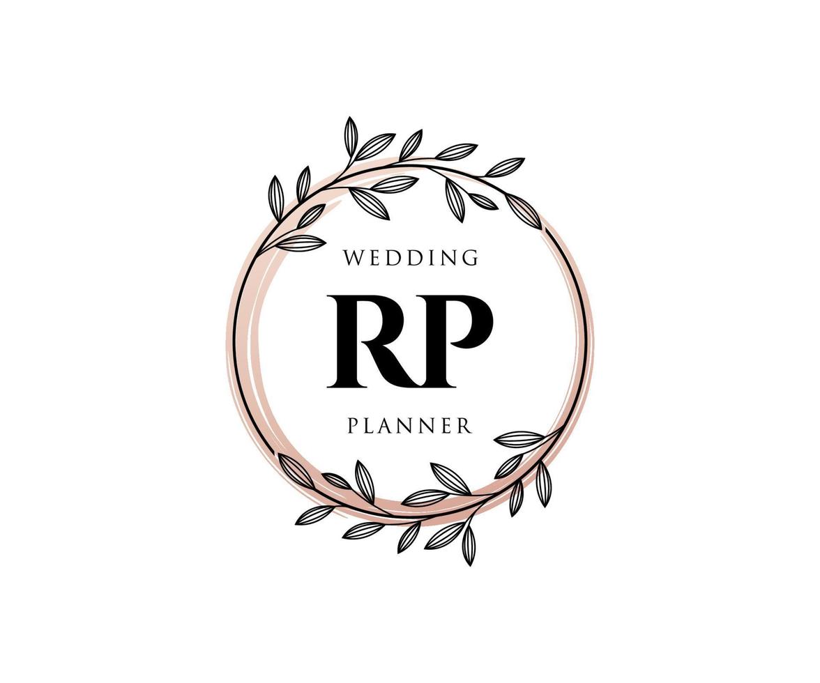 rp initialen brief hochzeitsmonogramm logos sammlung, handgezeichnete moderne minimalistische und florale vorlagen für einladungskarten, save the date, elegante identität für restaurant, boutique, café im vektor