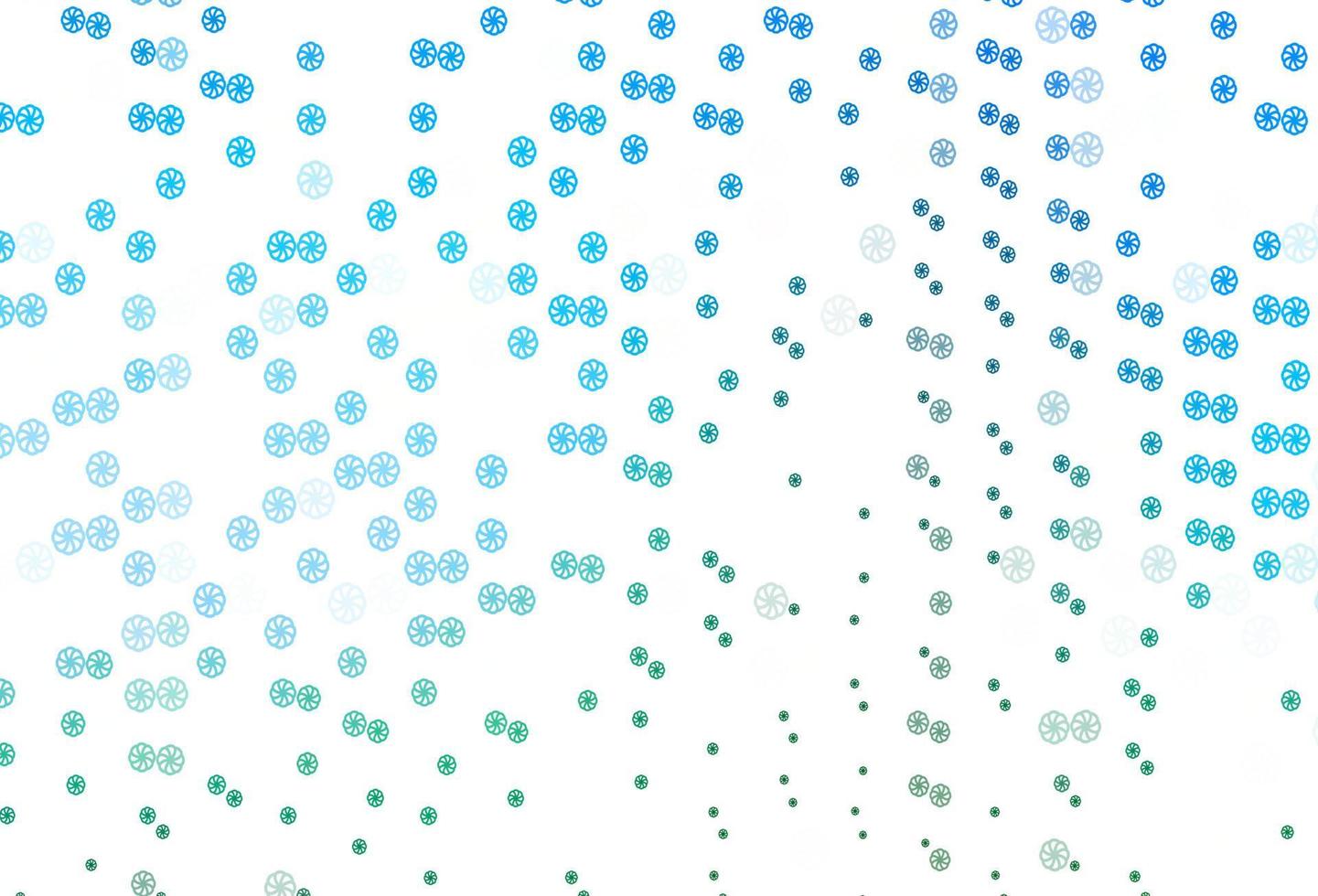 ljusblå, grön vektorlayout med ljusa snöflingor. vektor