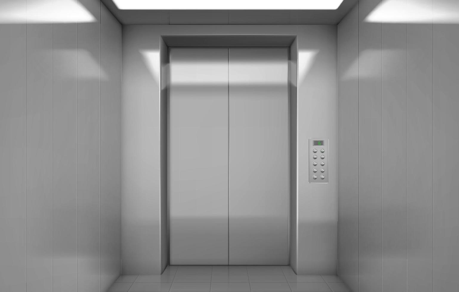 leere Aufzugskabine mit geschlossenen Stahltüren vektor