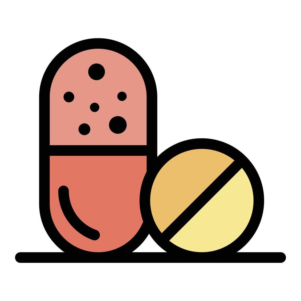 kapsel och klassisk piller ikon Färg översikt vektor