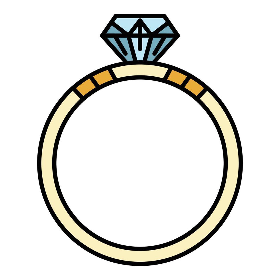 Diamantring Symbol Farbe Umriss Vektor