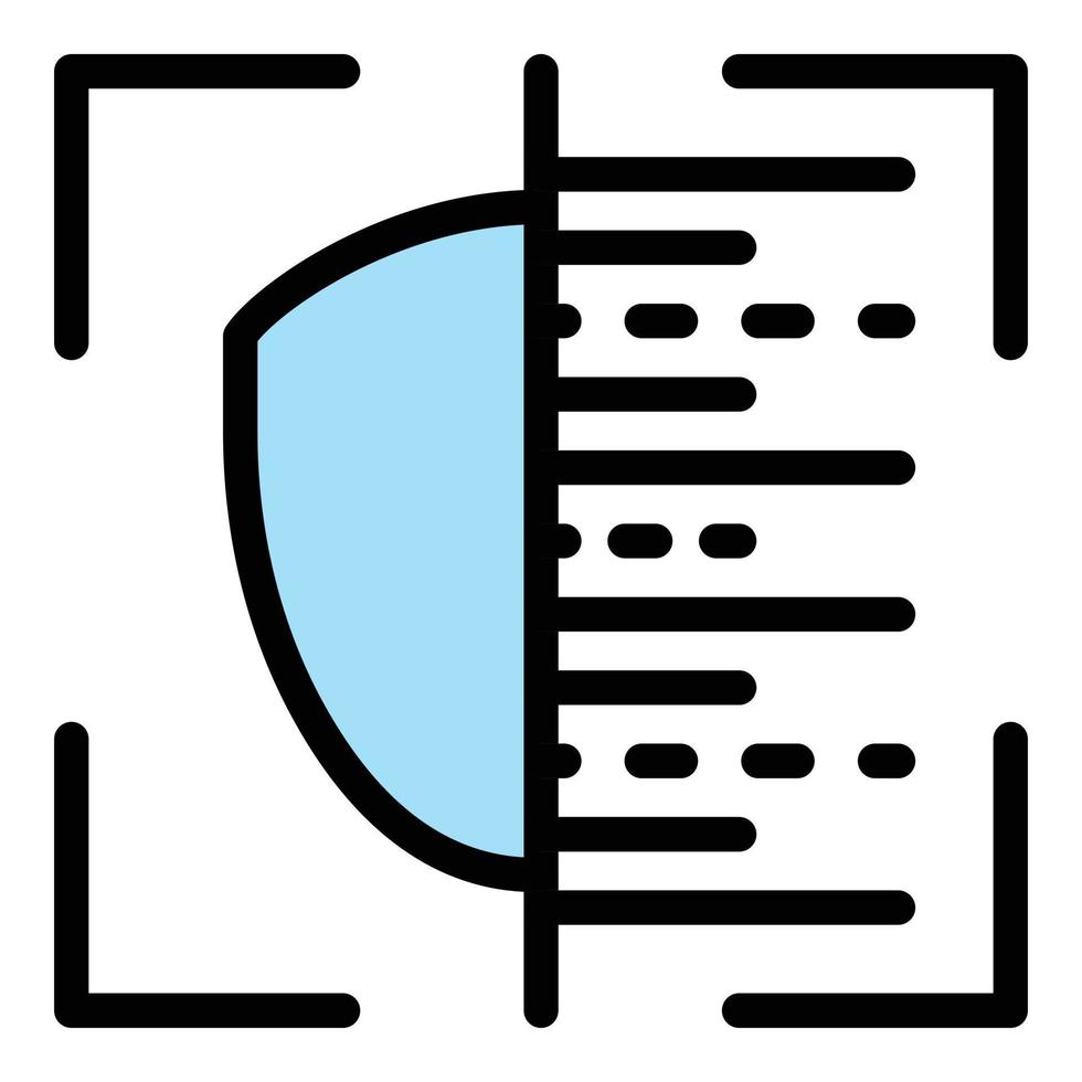 ansikte biometri ikon Färg översikt vektor