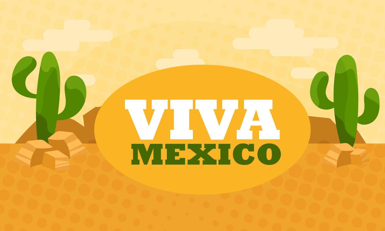 landskap med kaktus. vektor illustration, öken- bakgrund. viva Mexiko. tecknad serie stil