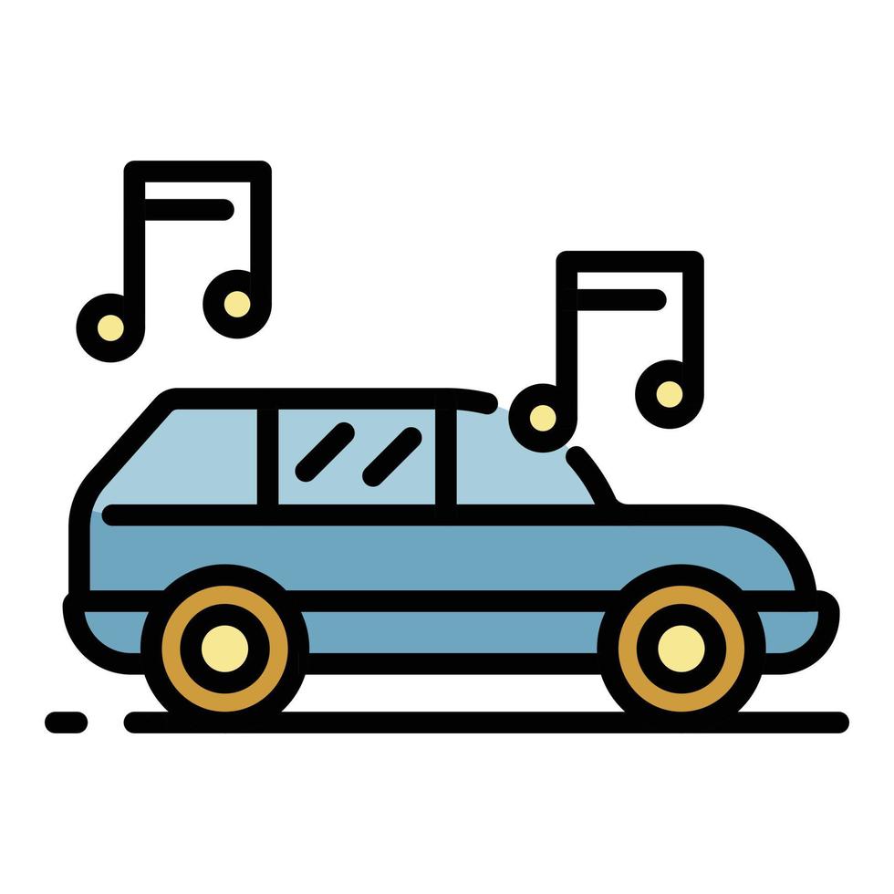 trevlig musik från de bil ikon Färg översikt vektor