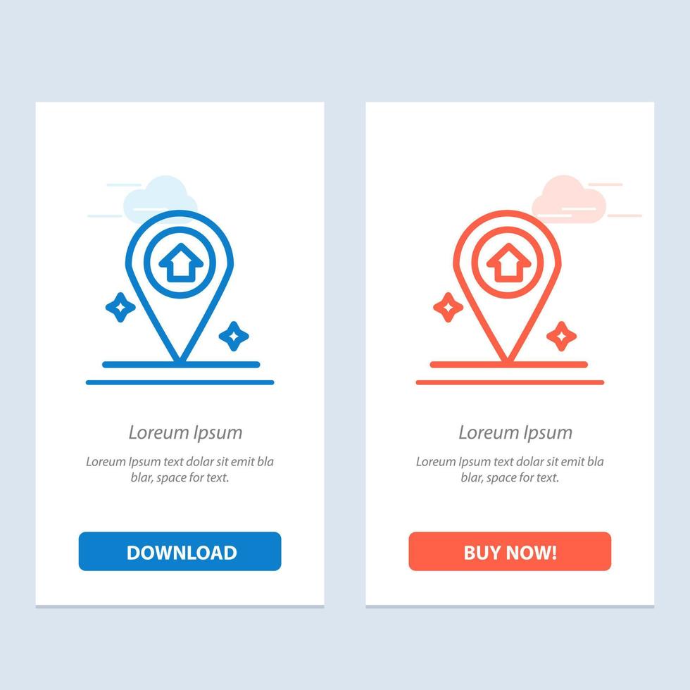 Karte Navigation Haus blau und rot herunterladen und jetzt kaufen Web-Widget-Kartenvorlage vektor