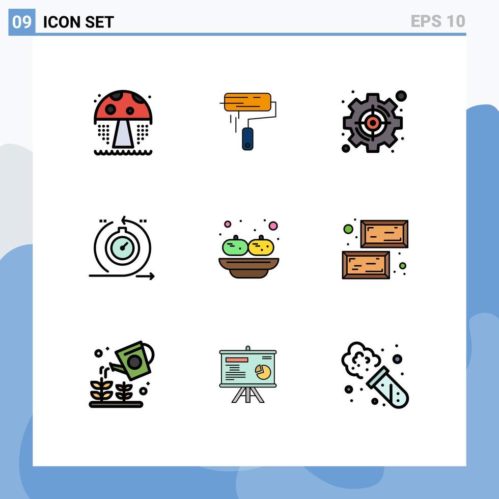 9 universelle Filledline-Flachfarben für Web- und mobile Anwendungen Iterationsentwicklung Zielzyklus Ziel editierbare Vektordesign-Elemente vektor
