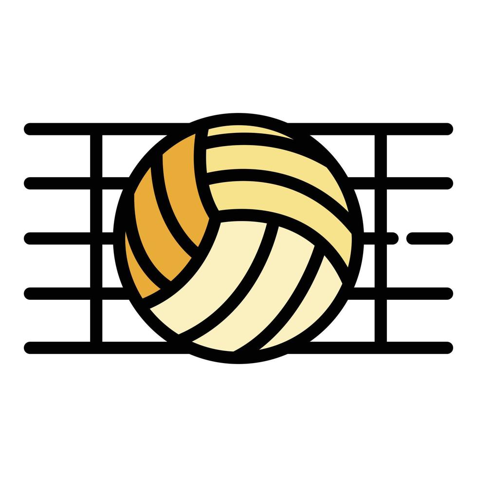 Ball in einem Volleyballnetz Symbol Farbe Umriss Vektor
