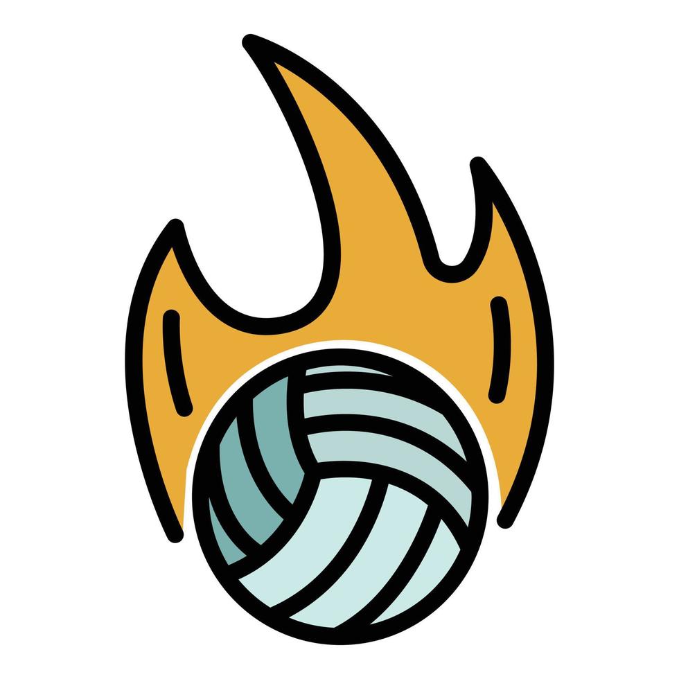 Volleyballball auf Feuer Symbol Farbe Umriss Vektor