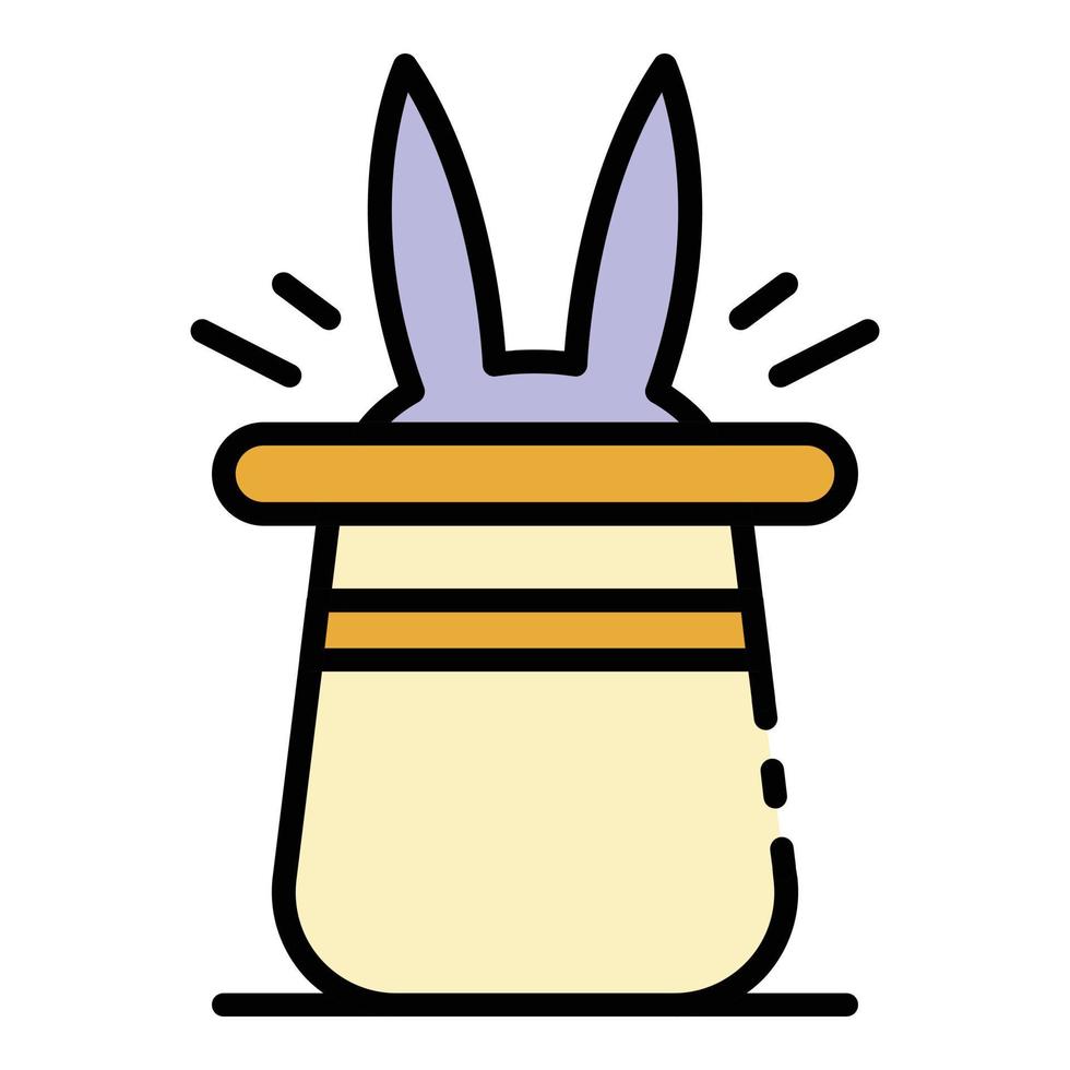 kanin i magi hatt ikon Färg översikt vektor