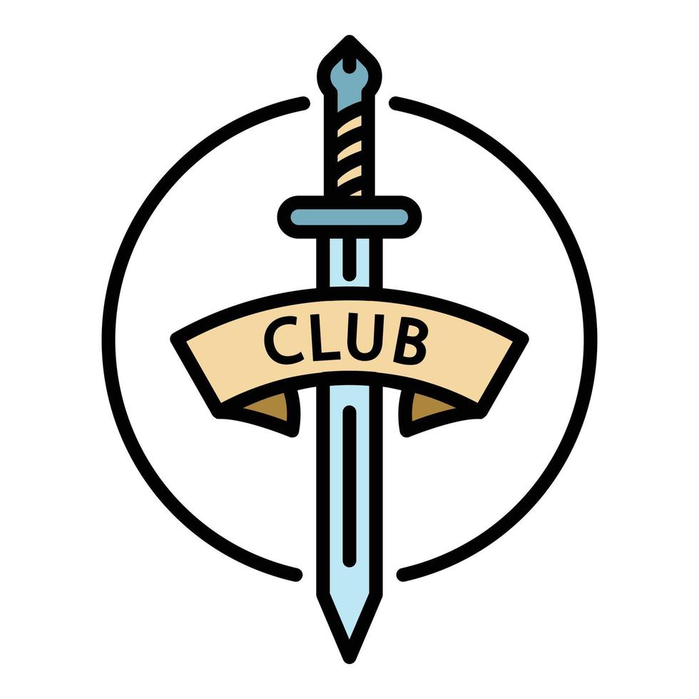 fäktning klubb ikon Färg översikt vektor