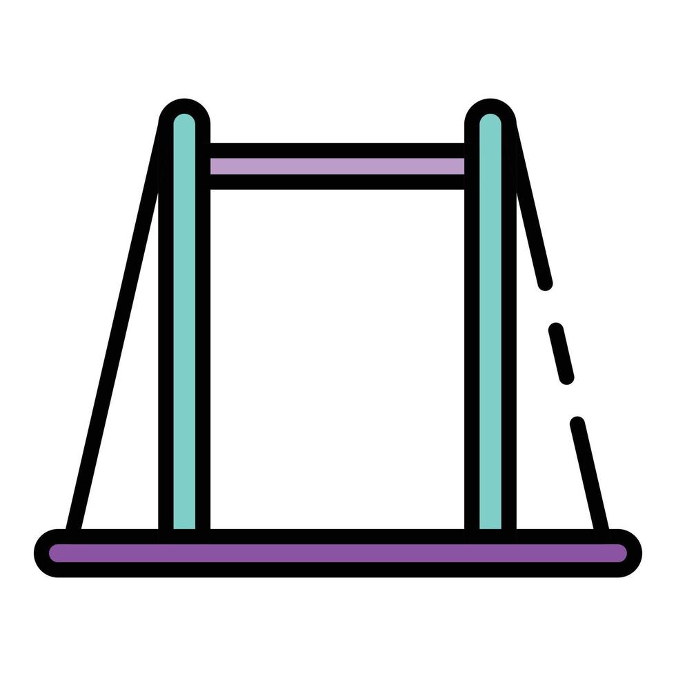 Gymnastik horizontaler Balken Symbol Farbe Umriss Vektor