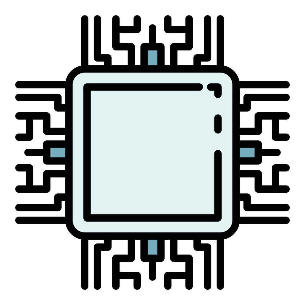 central ai processor ikon Färg översikt vektor
