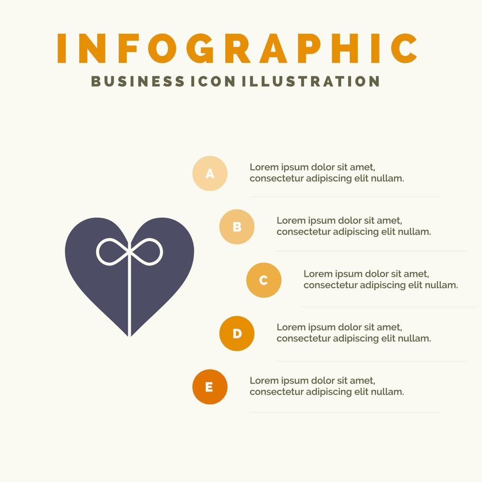 hjärta gåva band infographics presentation mall 5 steg presentation vektor