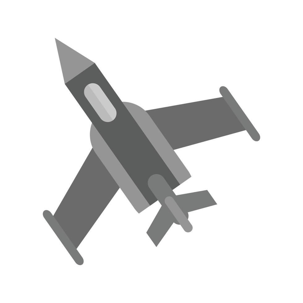Kampfflugzeug flaches Graustufen-Symbol vektor