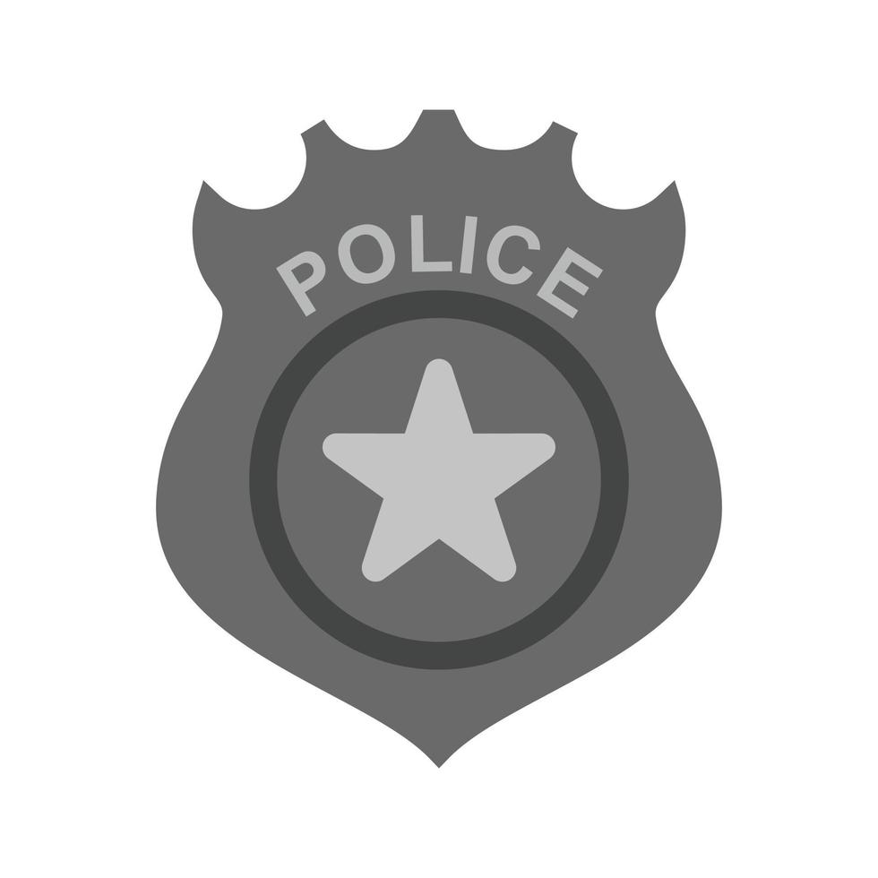 Polizeiabzeichen flaches Graustufensymbol vektor