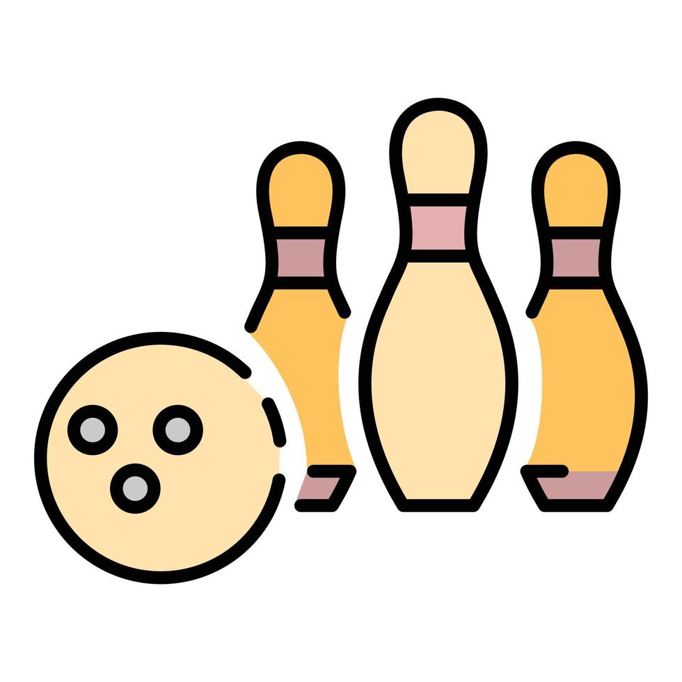 bowling konkurrens ikon Färg översikt vektor