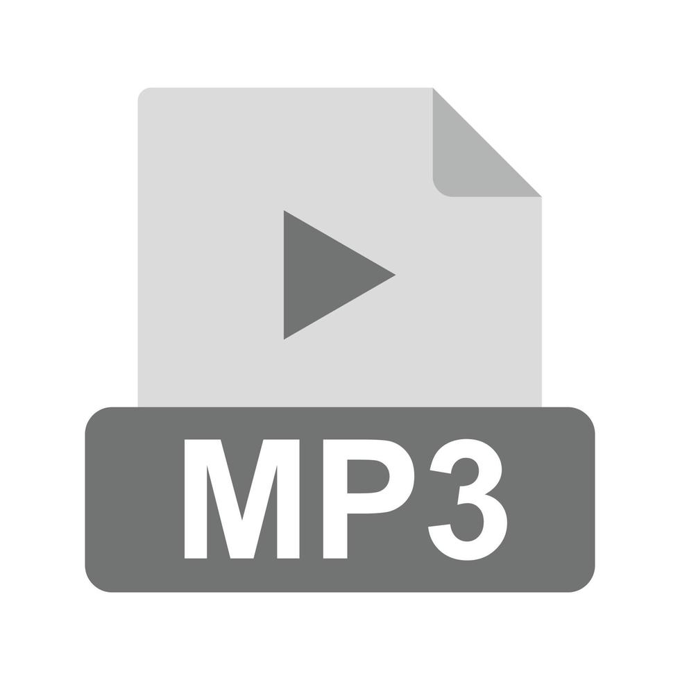 mp3 platt gråskale ikon vektor