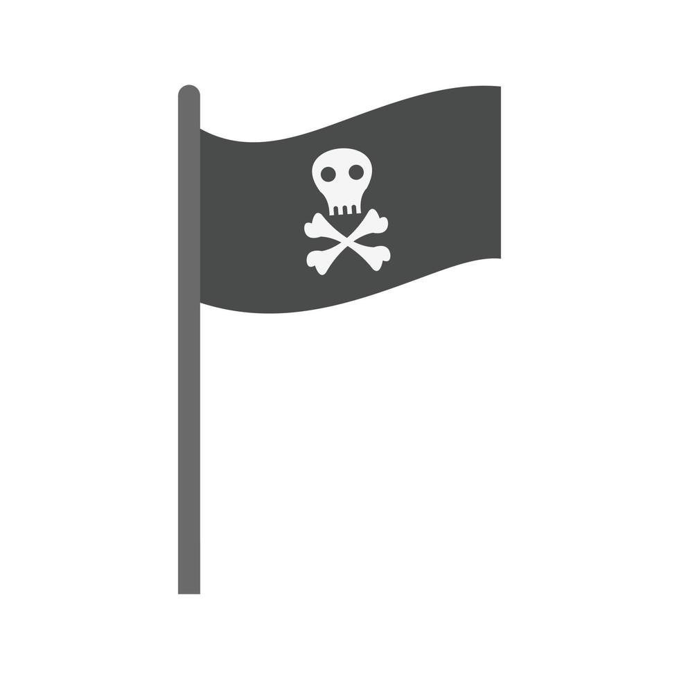 Piratenflagge i flaches Graustufensymbol vektor