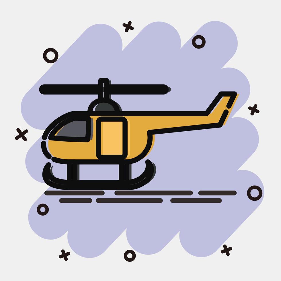 Symbol Hubschrauber. Transportelemente. Symbole im Comic-Stil. gut für Drucke, Poster, Logos, Schilder, Werbung usw. vektor