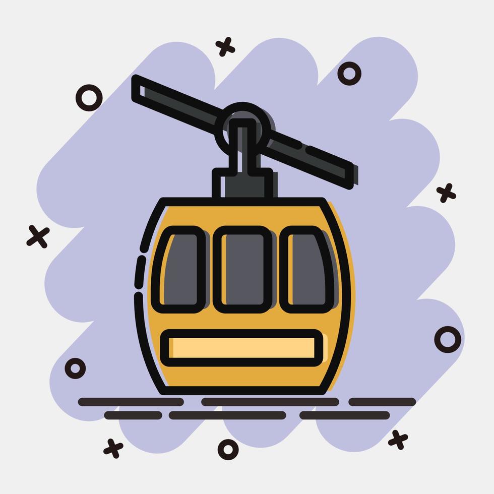 Symbol Seilbahn. Transportelemente. Symbole im Comic-Stil. gut für Drucke, Poster, Logos, Schilder, Werbung usw. vektor