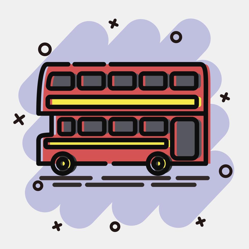 ikon dubbel- däck buss. transport element. ikoner i komisk stil. Bra för grafik, affischer, logotyp, tecken, annons, etc. vektor