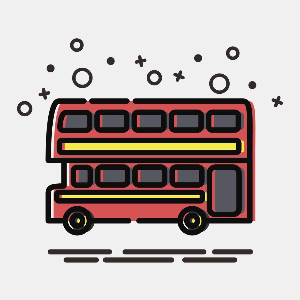 Icon Doppeldeckerbus. Transportelemente. Symbole im MBE-Stil. gut für Drucke, Poster, Logos, Schilder, Werbung usw. vektor