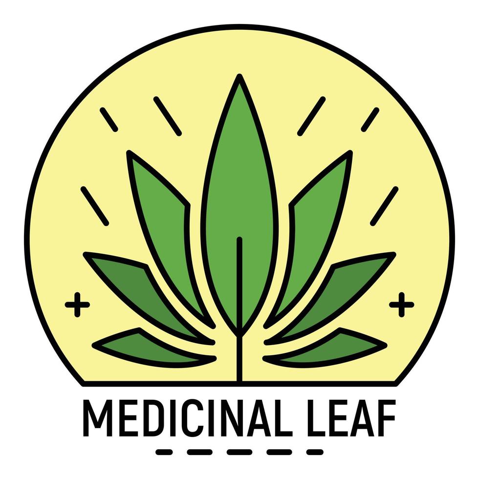 cannabis medicin blad logotyp, översikt stil vektor