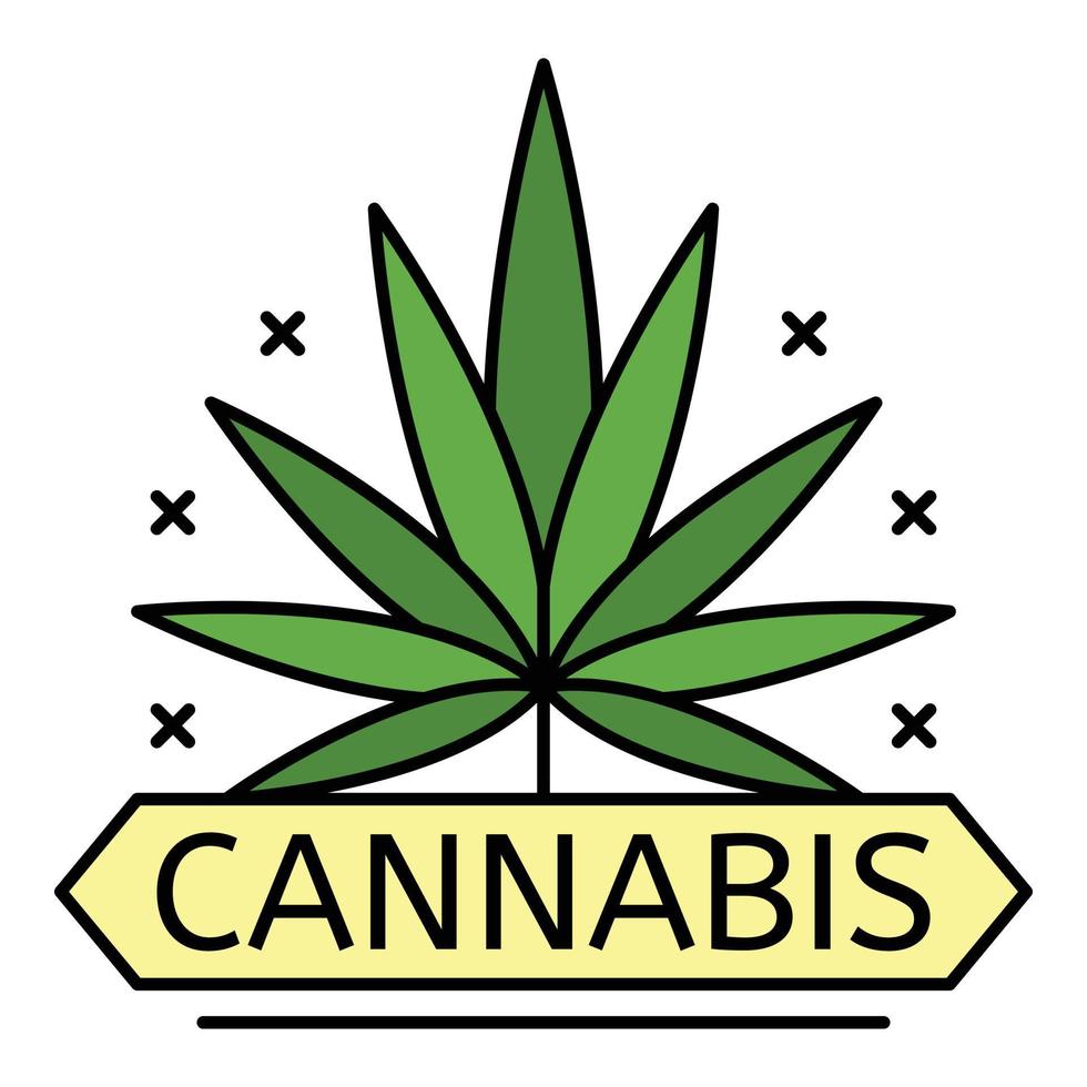 Cannabis-Drogenblatt-Logo, Umrissstil vektor