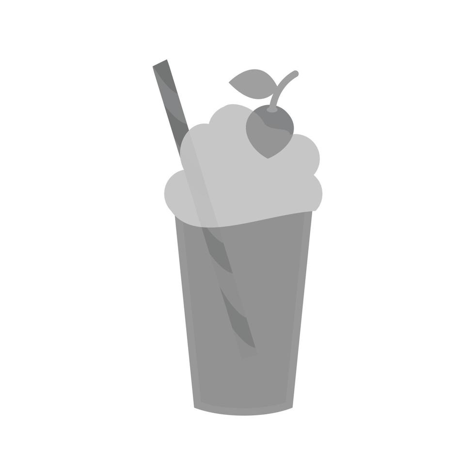 jordgubb milkshake platt gråskale ikon vektor