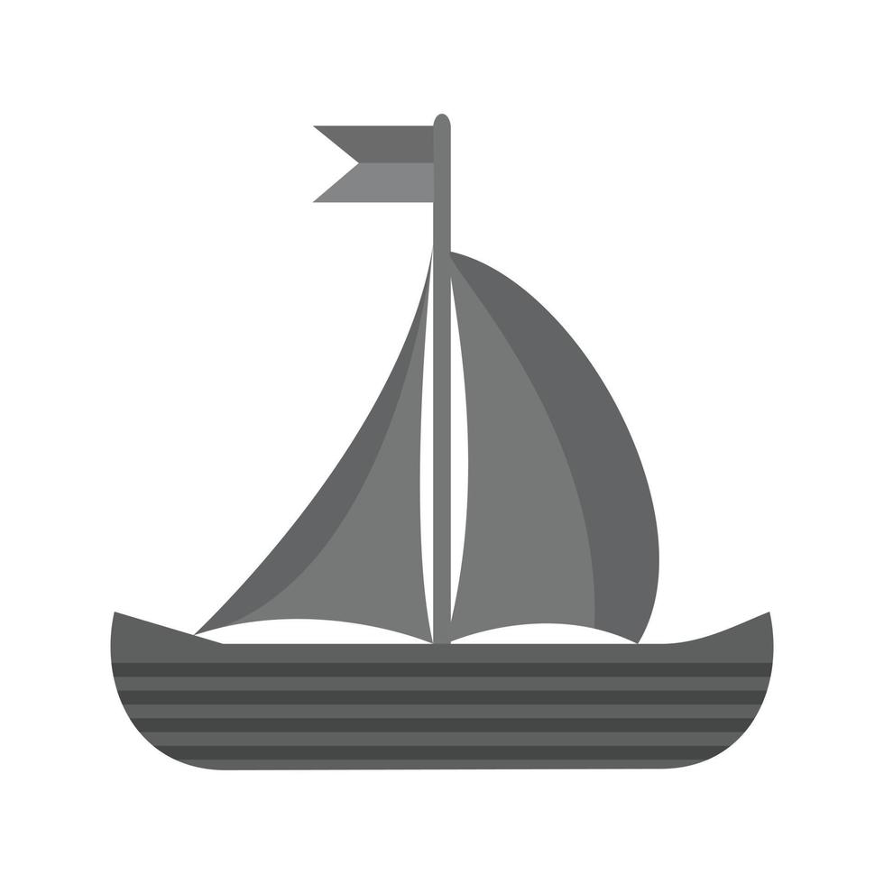 små båt platt gråskale ikon vektor