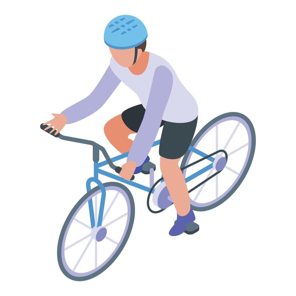 unge cykling ikon, isometrisk stil vektor
