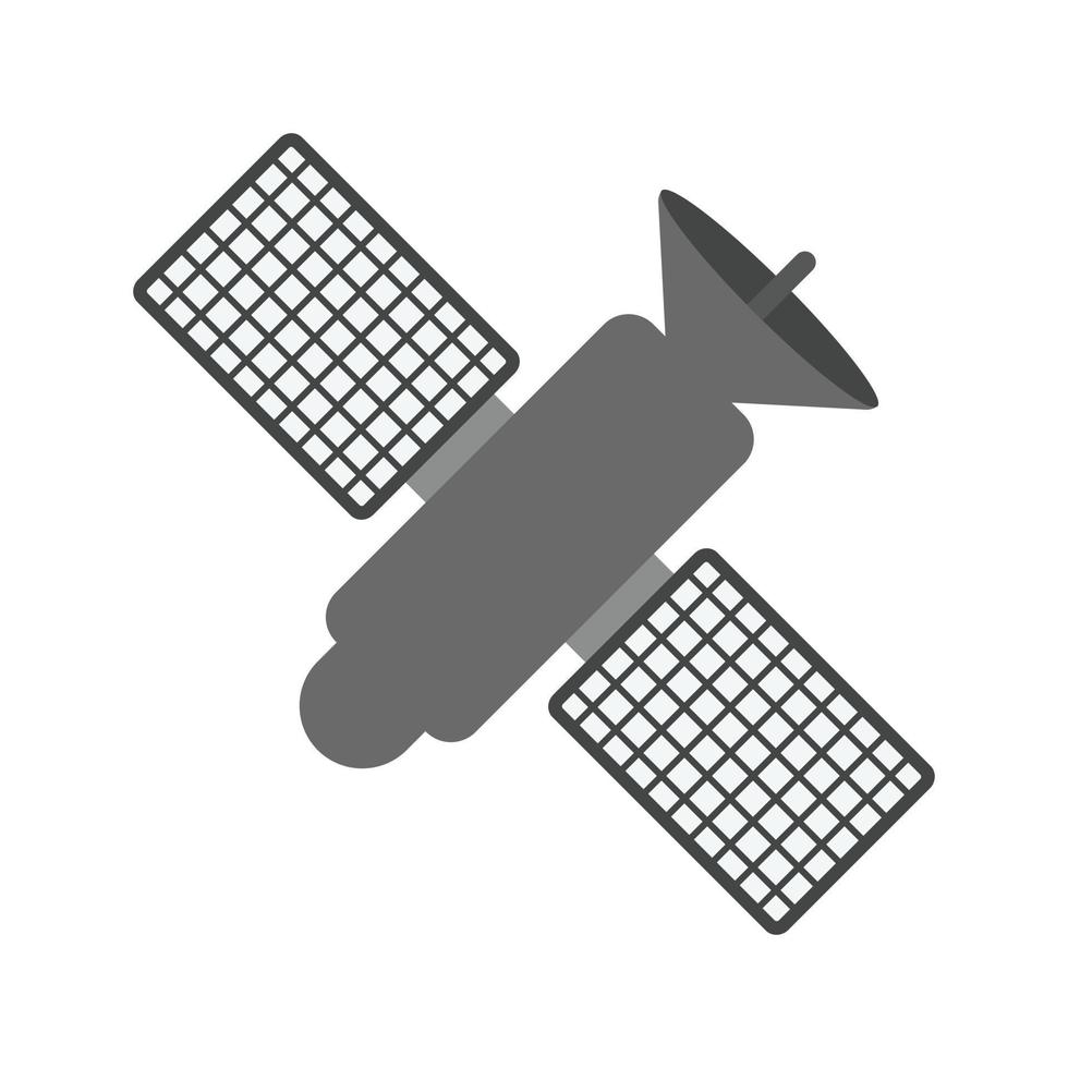 flaches Graustufensymbol für Satelliten vektor