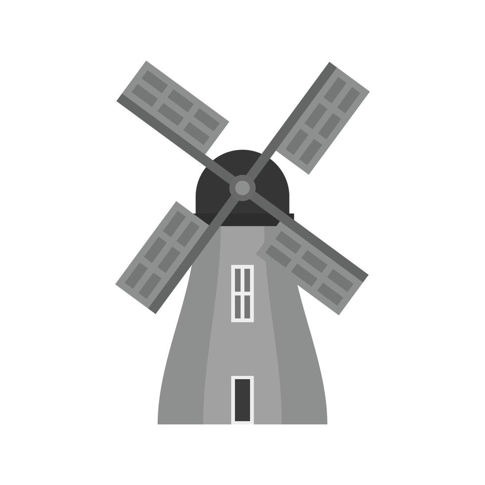 Windmühle flaches Graustufensymbol vektor