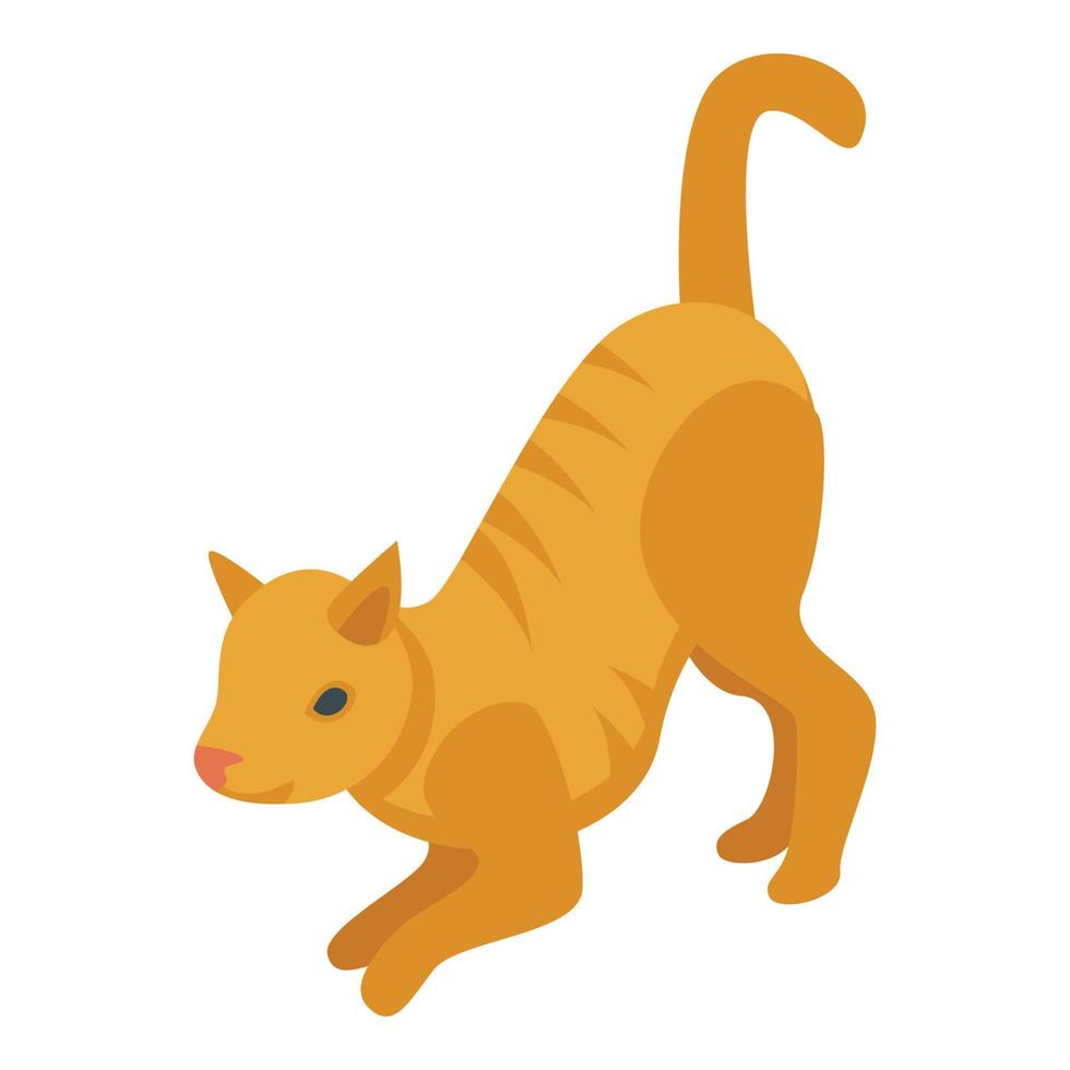 rolig lekfull katt ikon, isometrisk stil vektor