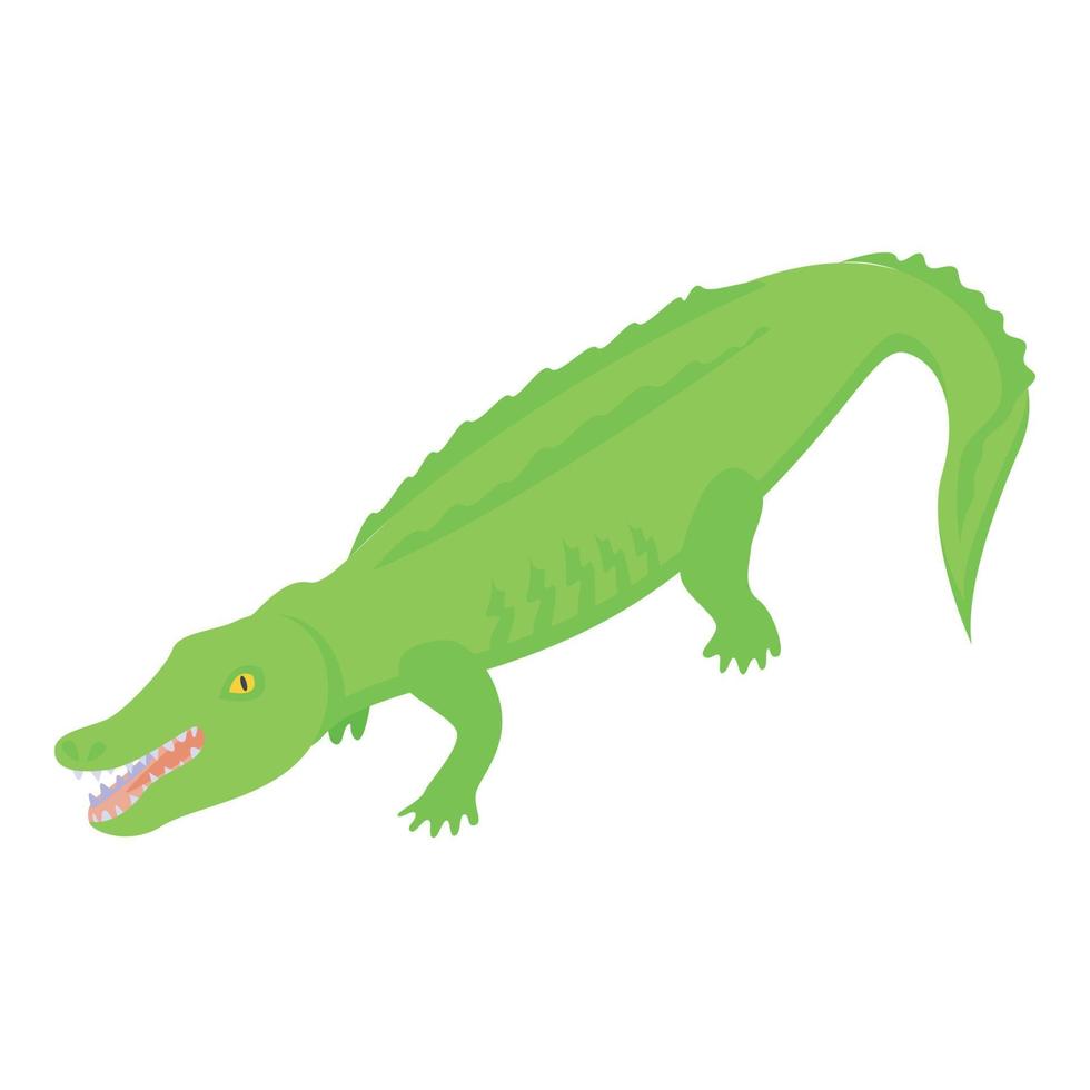 grünes Krokodil-Symbol, isometrischer Stil vektor
