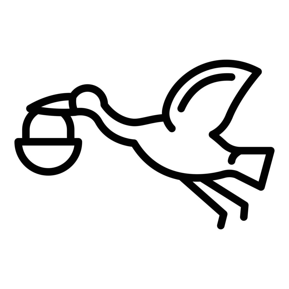flyga stork korg ikon, översikt stil vektor