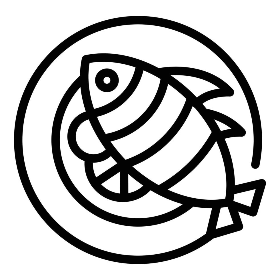 restaurang fisk mat ikon, översikt stil vektor