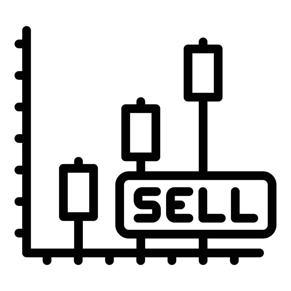 Grafikmarktsymbol verkaufen, Umrissstil vektor