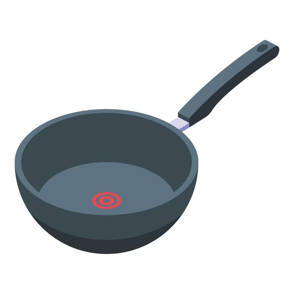 wok matlagning panorera ikon, isometrisk stil vektor