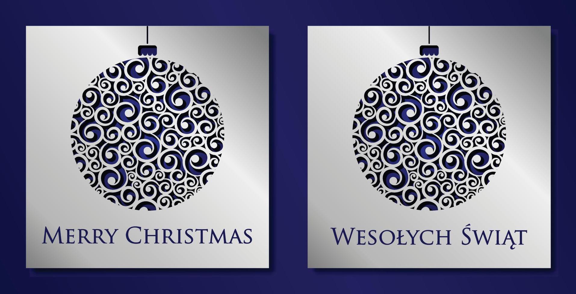 Weihnachtskarte. blaue Weihnachtskugel. Vektordesign. vektor