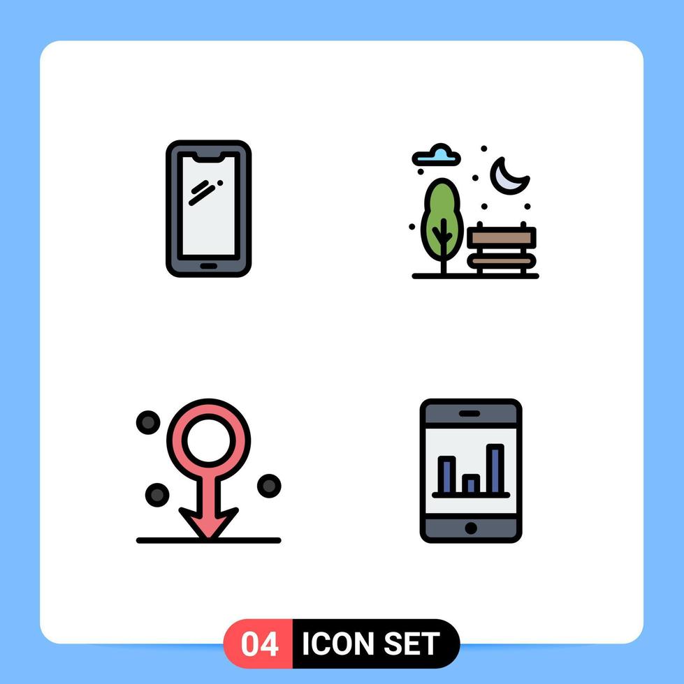 Satz von 4 Vektor-Filledline-Flachfarben auf Raster für Telefon männliche Android-Stadt medizinische editierbare Vektordesign-Elemente vektor