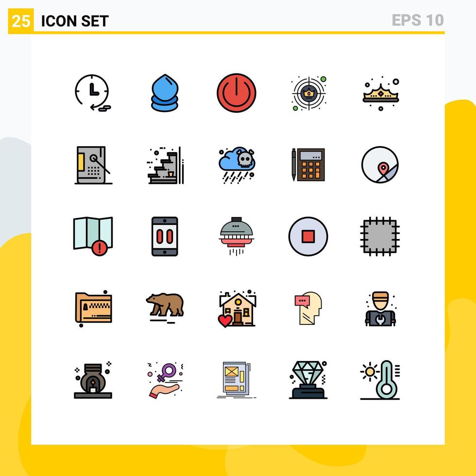 piktogram uppsättning av 25 enkel fylld linje platt färger av lyx Smycken kraft mode mål redigerbar vektor design element