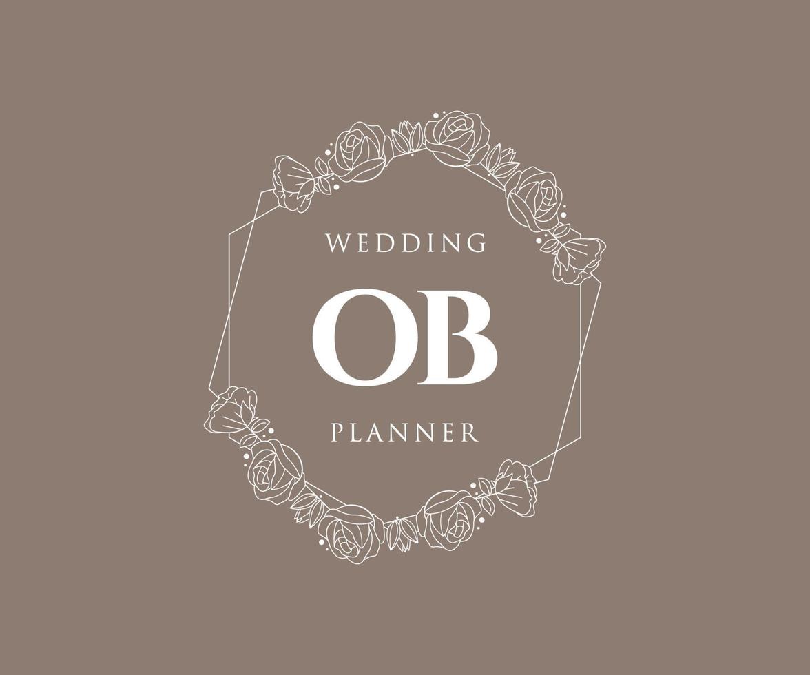 ob initialer brev bröllop monogram logotyper samling, hand dragen modern minimalistisk och blommig mallar för inbjudan kort, spara de datum, elegant identitet för restaurang, boutique, Kafé i vektor