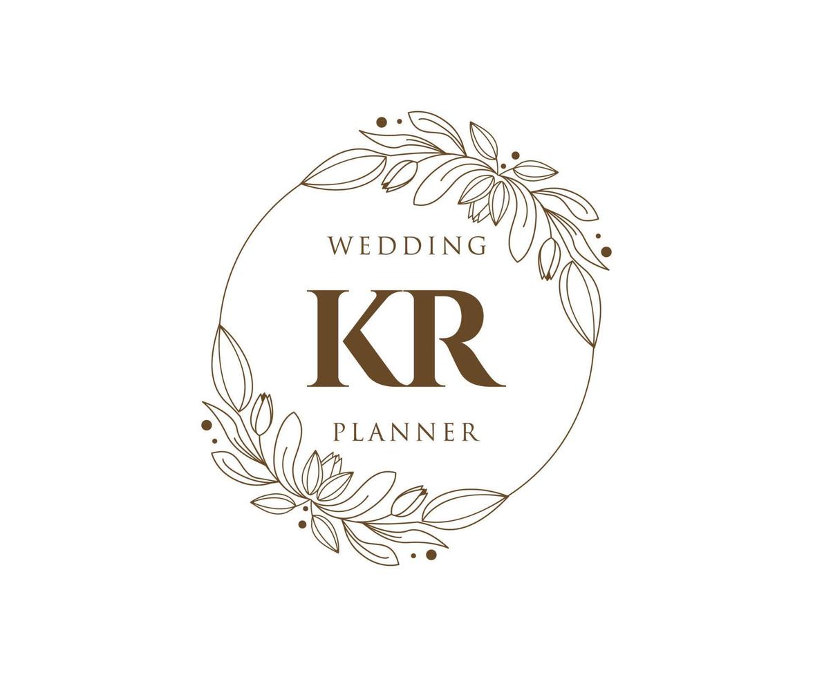 kr initialer brev bröllop monogram logotyper samling, hand dragen modern minimalistisk och blommig mallar för inbjudan kort, spara de datum, elegant identitet för restaurang, boutique, Kafé i vektor