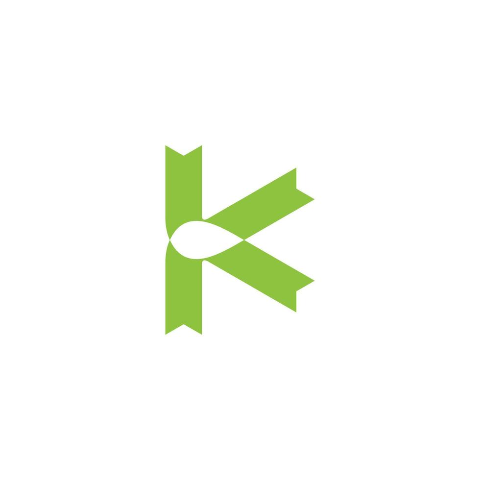 Buchstabe k einfache Linie grüner Blatt-Logo-Vektor vektor