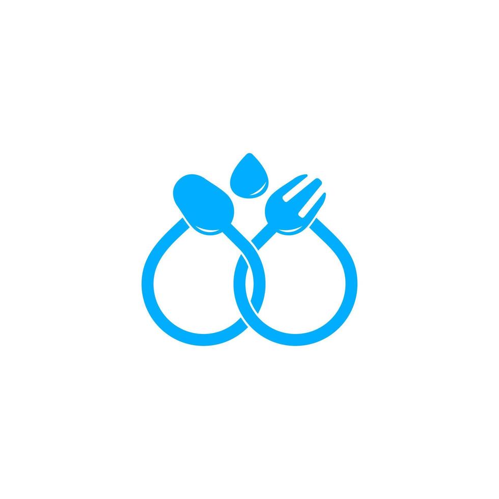 symbol vektor av släppa vatten ren matlagning sked gaffel linje design vektor