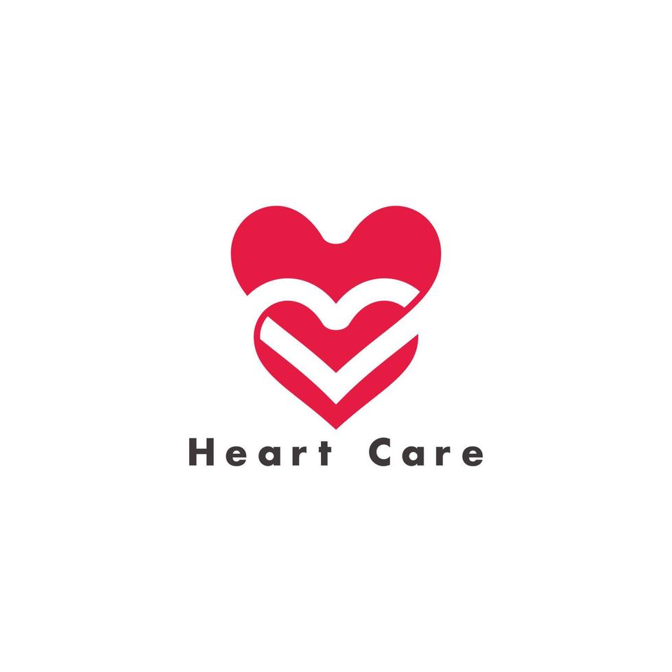 Logo-Vektor für die medizinische Herzversorgung mit negativem Raumdesign vektor