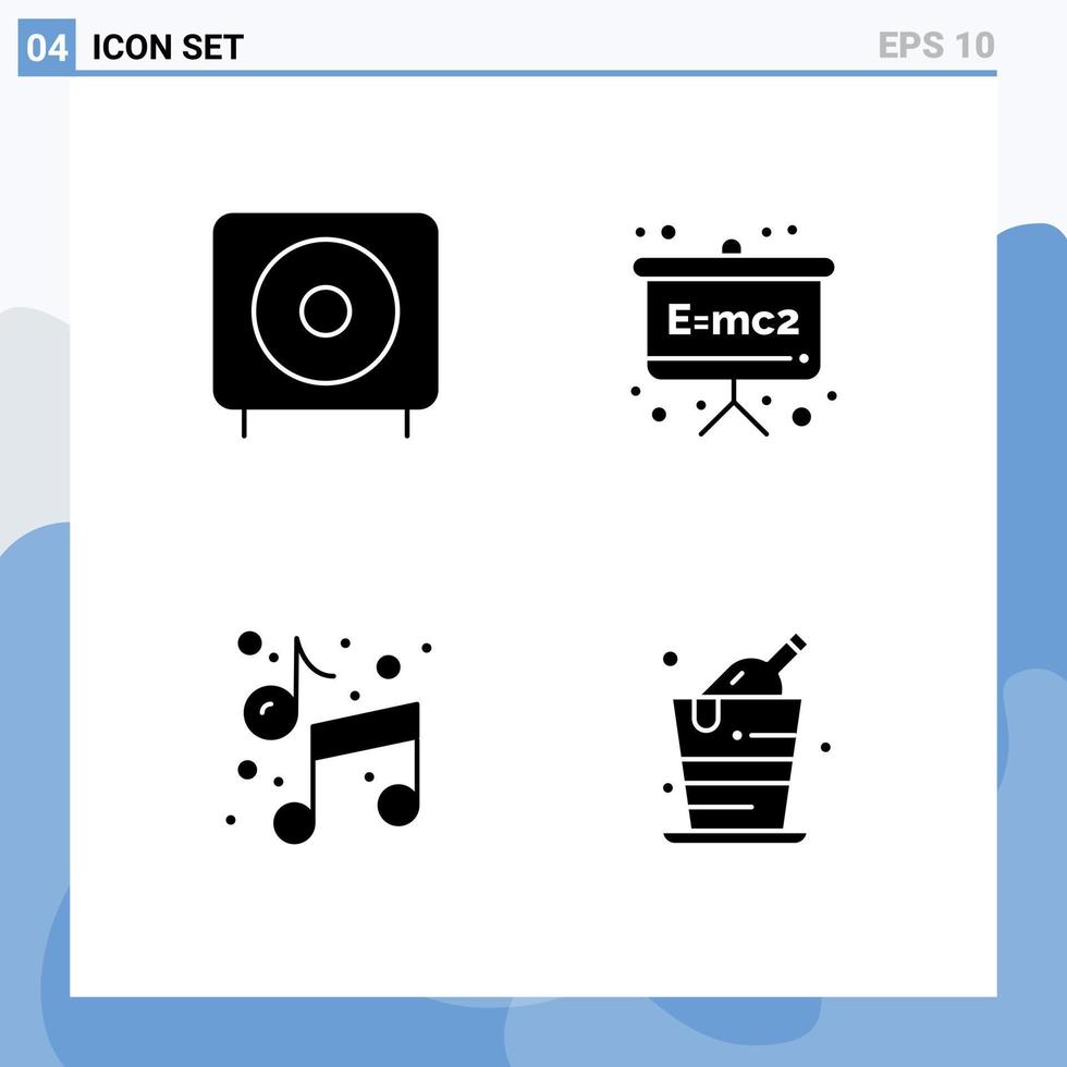 uppsättning av 4 kommersiell fast glyfer packa för bas musik Produkter emc konst redigerbar vektor design element